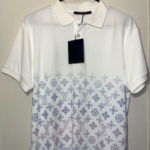Louis Vuitton White Polo with Blue and Red Monogram